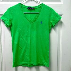 Women’s green v-neck t-shirt
